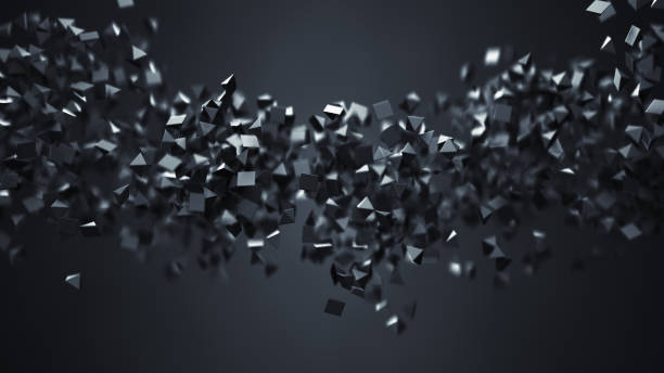 istock Stream of chaotic low poly black shapes 3D rendering 1171679616