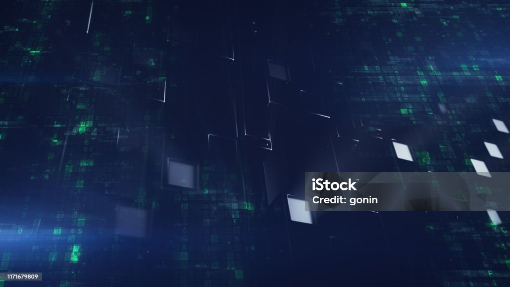 Matrix Code Sci‑fi Design Scifi Wall Panel And Digital Matrix Code 3d Render Stock Photo ...