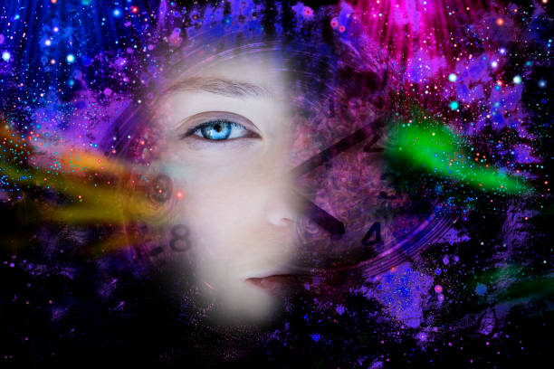 istock Time, outer space and women 's face 1171682685