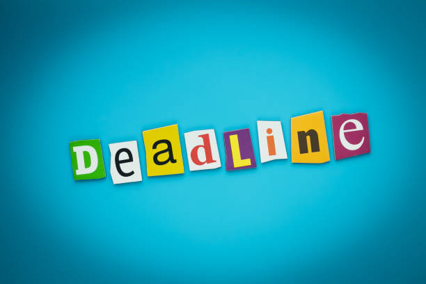 istock A word writing text - deadline. Colored letters on a blue background. Caption on card. Banner with colorful inscription. Engraved image. 1171688368