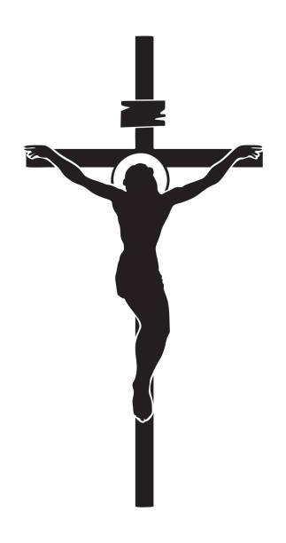 kreuzigung jesu christi, ein religiöses symbol - religious text god christianity men stock-grafiken, -clipart, -cartoons und -symbole