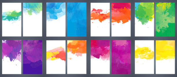 Bundle set of vector colorful watercolor background templates vector art illustration