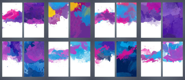 Bundle set of vector colorful watercolor background templates vector art illustration