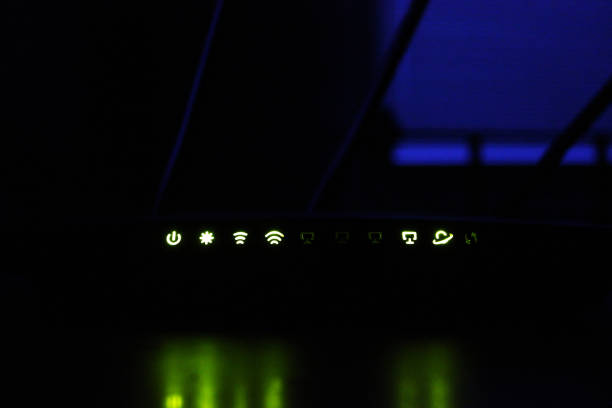 Modem for the Internet. Burning lights on the router