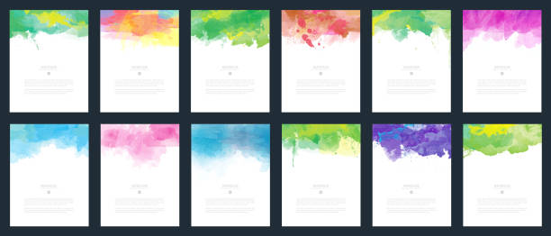 Big set of vector colorful templates with watercolor background vector art illustration