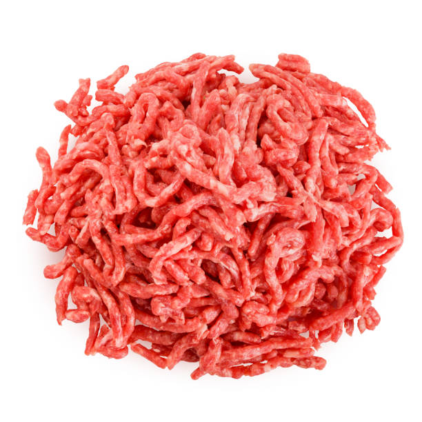 minced meat, pork, beef, forcemeat, clipping path, isolated on white background, full depth of field - ground beef imagens e fotografias de stock