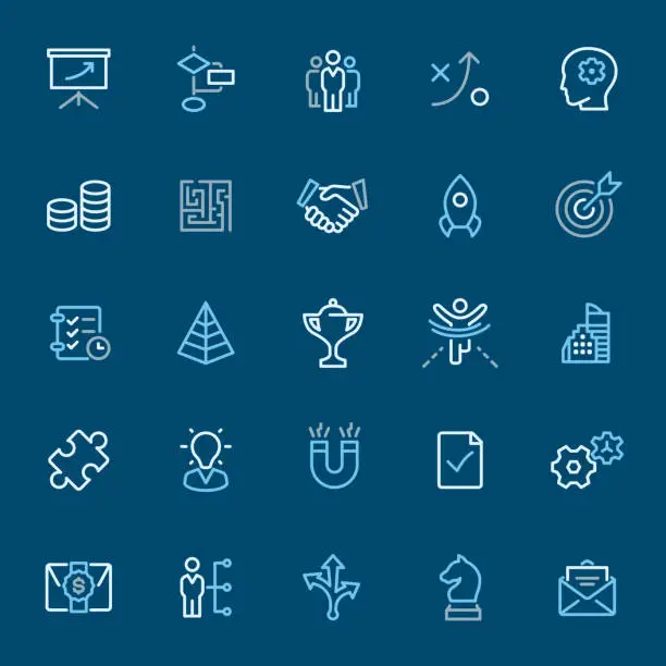 Vector illustration of Business Solution - color outline icons