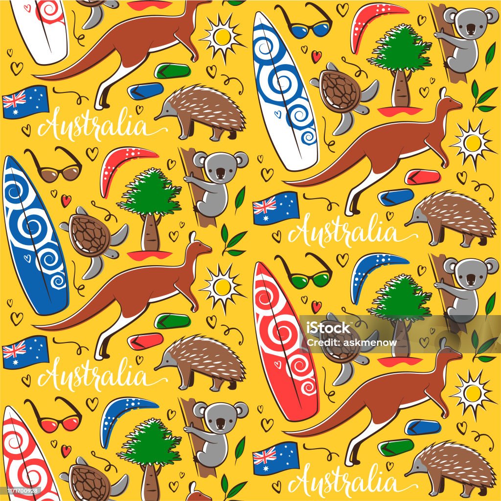 Austrilan Patterns Seamless Pattern With Australia Symbols Stock Illustration - Download ...