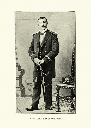 Vintage photograph of Chilean Naval Officer, 19th Century