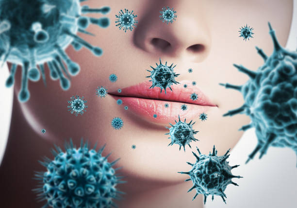 Approaching virus in the air Medical illustration of a virus infection, flue, cold h1n1 flu virus stock pictures, royalty-free photos & images