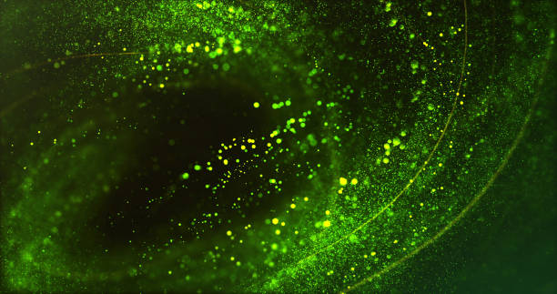 Abstract Green Particle Swirl Digitally generated background image, perfectly usable for topics like environmental conservation, zero wate or sustainable lifestyle. plant cell stock pictures, royalty-free photos & images