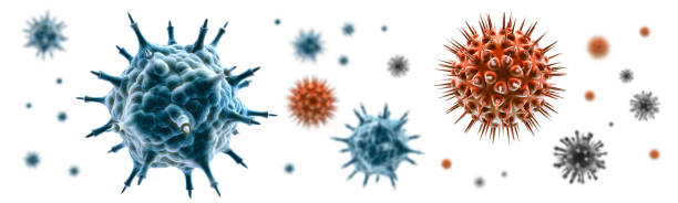 foto d'archivio illustrazione 3d virus colorata - influenza a virus foto e immagini stock