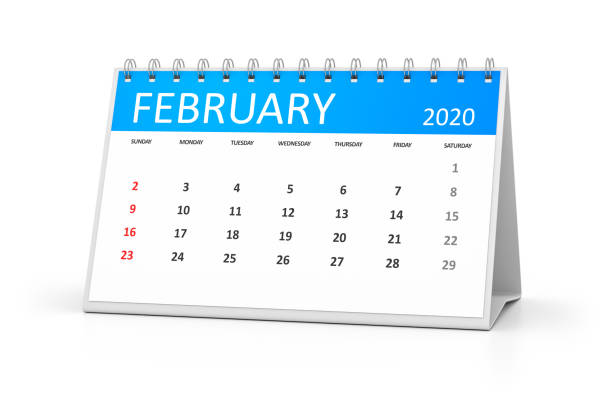 table calendar 2020 february a table calendar for your events 2020 february 3d illustration desk calendar february 2010 stock pictures, royalty-free photos & images