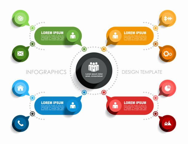 ilustrações de stock, clip art, desenhos animados e ícones de infographic design template with place for your data. vector illustration. - organization chart illustrations