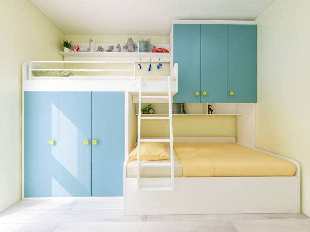 istock Double Bed Bedroom for Modern Family Children 1171709143