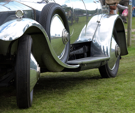 A vintage Rolls Royce on show at a classic car event