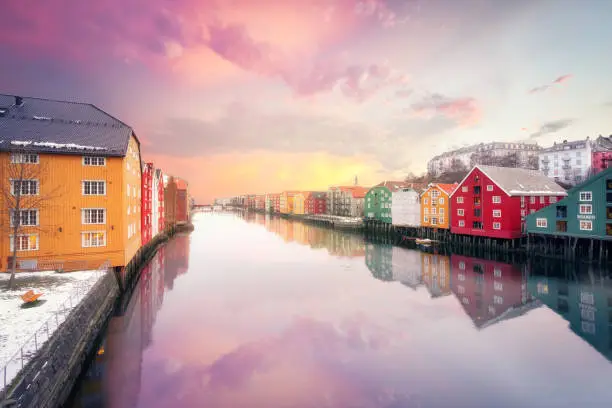 building, Norway, Sunset, Summer, River