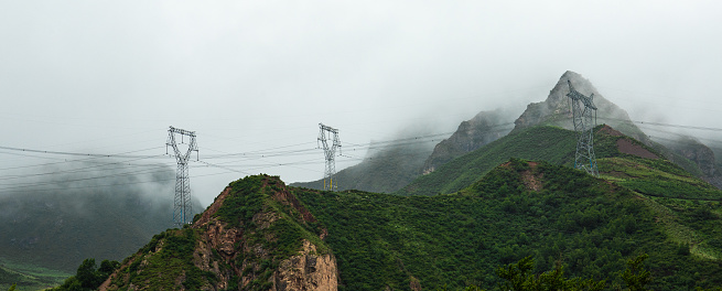 Alpine pylons in mountainous areas of Northwest China