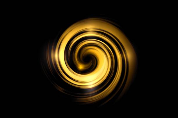 istock Glowing gold cloud spiral with light effect on black sky background 1171718539