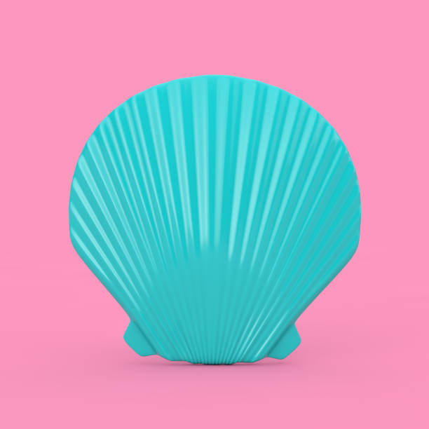 istock Beauty Blue Scallop Sea or Ocean Shell Seashell Mock Up Duotone. 3d Rendering 1171721662