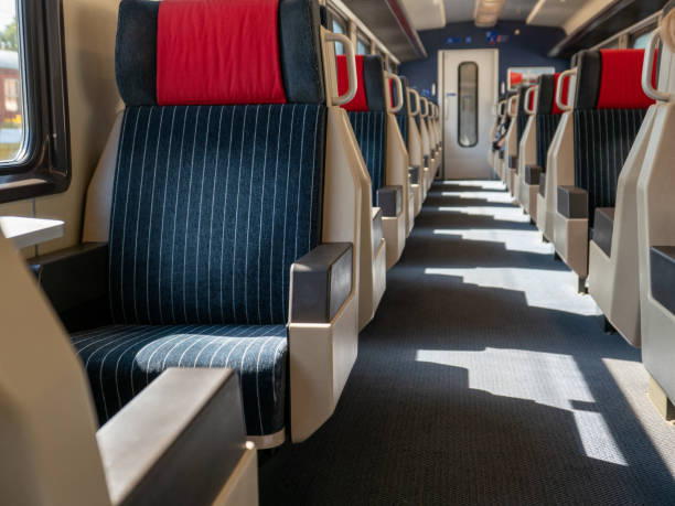istock Empty seats in a first class carriage of a Swiss train 1171726984