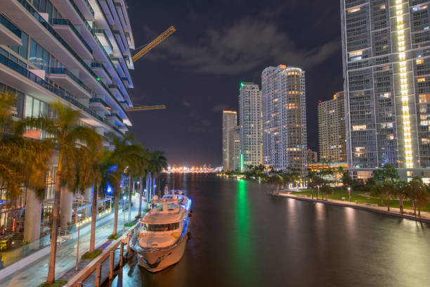 istock Long exposure aerial photo Miami River Downtown Brickell Florida 1171727016