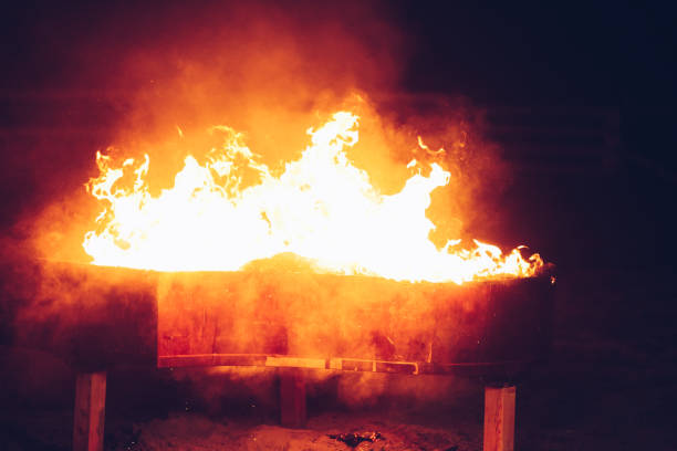 istock Flames of bonfire at night 1171727545