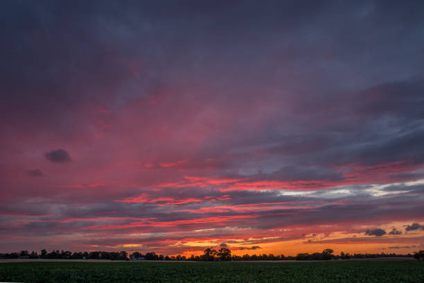 istock Dark pink clouds after sunset over the horizon 1171729021