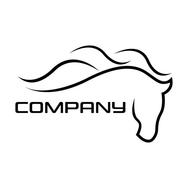 illustrazioni stock, clip art, cartoni animati e icone di tendenza di logo moderno del cavallo - cavallo
