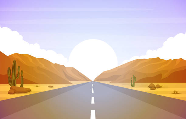 istock Beautiful Western Desert Landscape with Sky Rock Cliff Mountain Vector Illustration 1171739162