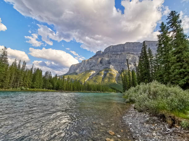 The iconic Mount Rundle and Bow River in Banff National Park, Alberta, Canada