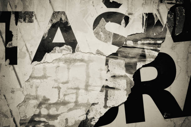 istock Blank old ripped torn crumpled creased posters grunge textures backdrop background frame / Empty space for text stock photo 1171748192