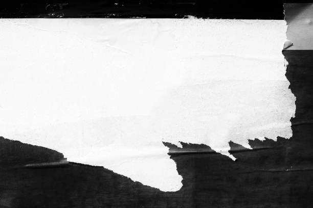 leere weiße schwarze alte zerrissene papier zerknittert geknickt geigen texturen hintergrund hintergründe plakat stock foto - paper crumpled old cracked stock-fotos und bilder