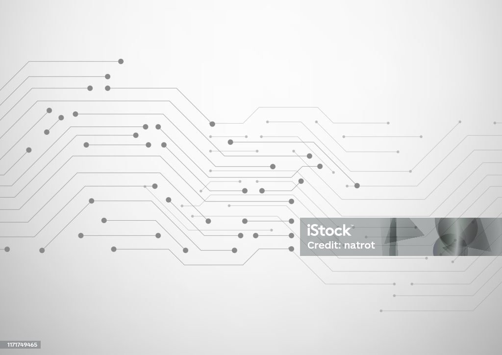 Circuit board. Abstract gray background with dots and lines Circuit Board stock vector