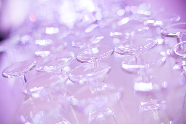 Champaign glasses tower in wedding reception