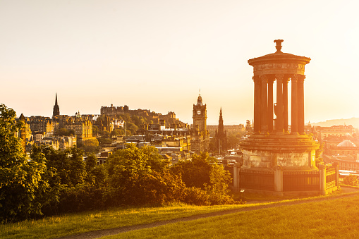Calton Hill, Dougald Stewart Monument, Edinburgh - Scotland, Edinburgh Castle, Europe