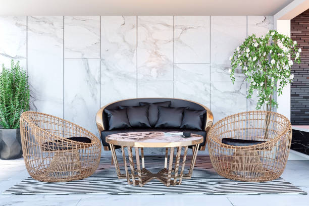 istock Interior of modern hotel lobby area and reception desk, 3D Rendering 1171754803