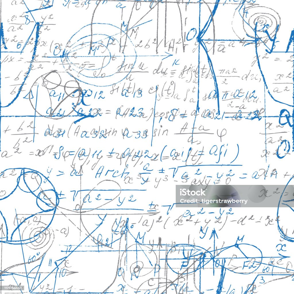 Math Scetch Math And Geometry Seamless Pattern With Handwriting And Drawing Of ...