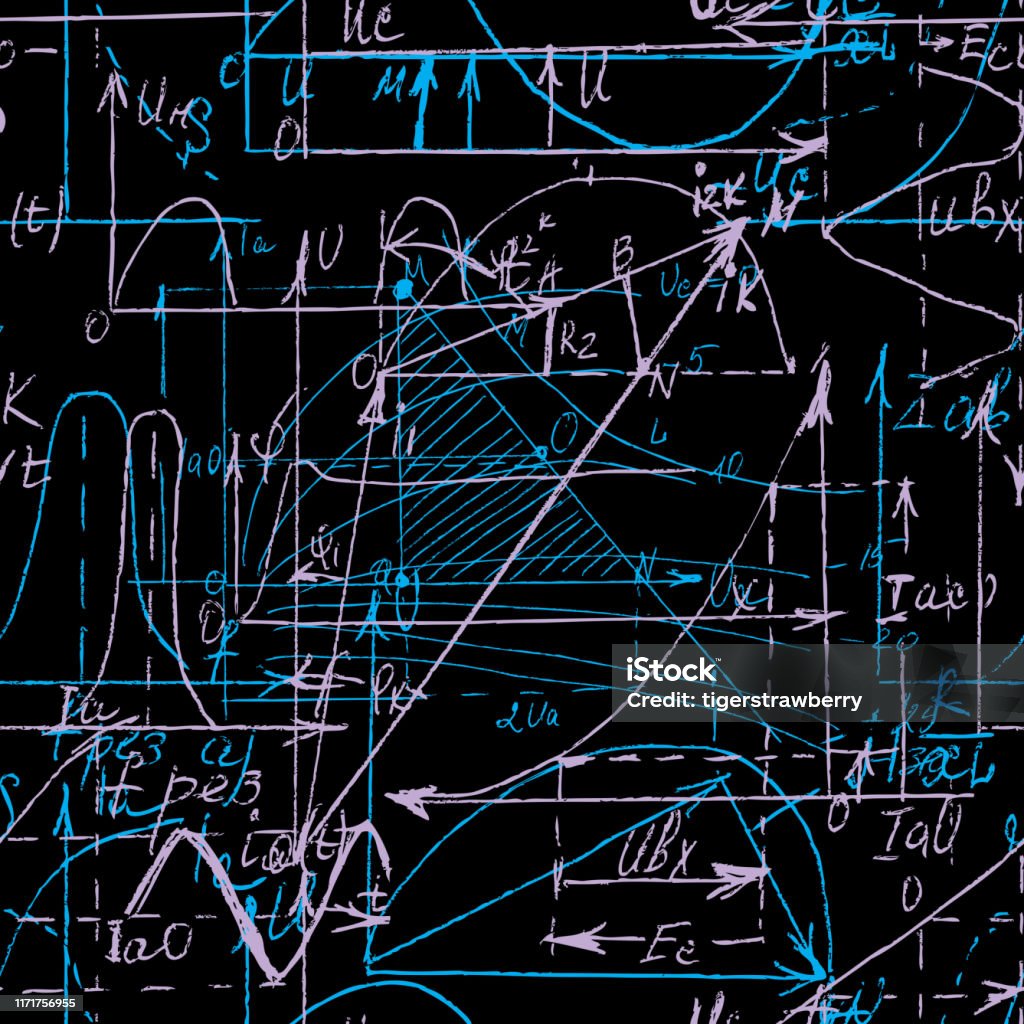 Mathmatical Patterns Graphs Seamless Pattern Of Math And Geometry Endless Handwriting And Drawing ...