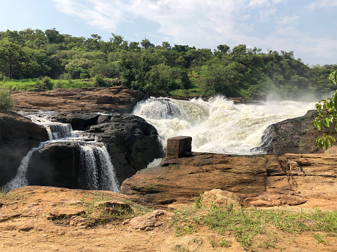the top of the waterfalls at murchison falls national park in uganda