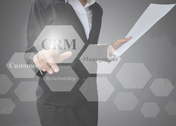 istock businesswoman showing presentation Customer Relationship Management concept. 1171760167