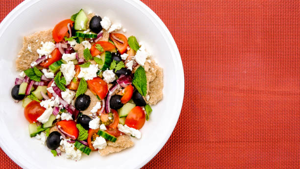 istock Fresh Healthy Greek Salad With Pitta Bread 1171760319