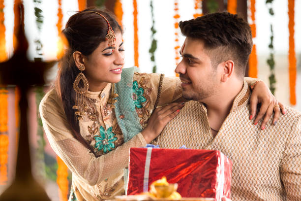 istock Loving brother and sister with gift box 1171763533
