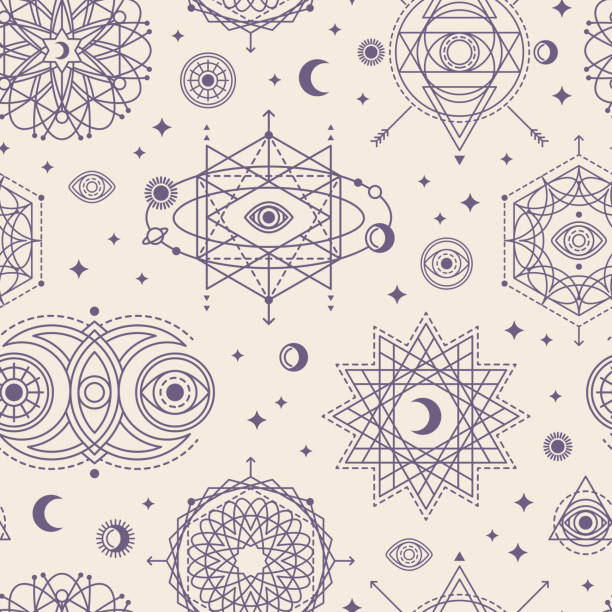 ilustrações, clipart, desenhos animados e ícones de padrão com formas de geometria sagrada - abstract design pattern mandala