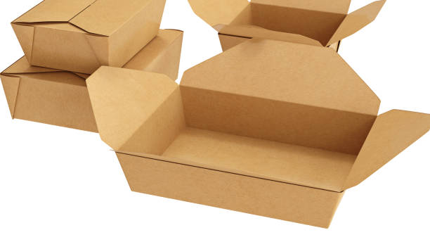 istock Packaging food box cardboard brown open and closed, close view 1171773086