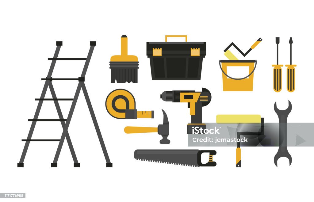 Building Tools Simple Construction Tools Set Stock Illustration - Download Image Now ...