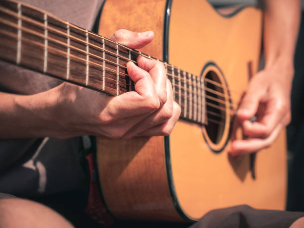 istock Close up hands on the strings of a lefty guitar 1171781055