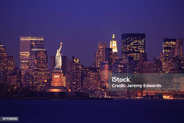 New York Skyline Stock Photo - Download Image Now - New York City, New York State, Night