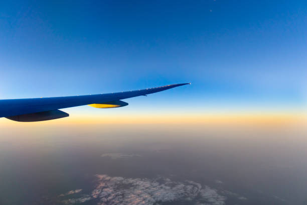 istock Traveling by air transport plane wing 1171786693