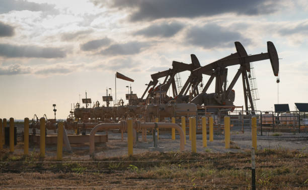 unité de pompe à huile pompage dans la ford eagle dans le sud du texas - fracking photos et images de collection